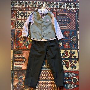 Boys Dress Vest Set with Purple Check Shirt
